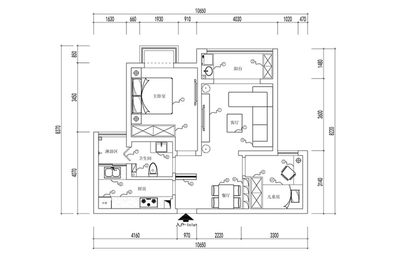 cad室内平面设计图(CAD室内平面设计图三室一厅)